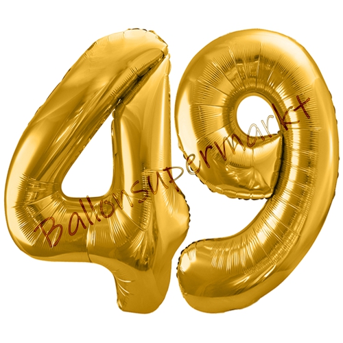 Folienballons-86cm-Zahlen-49-Gold-Luftballon-Geschenk-Geburtstag-Jubilaeum-Firmenveranstaltung