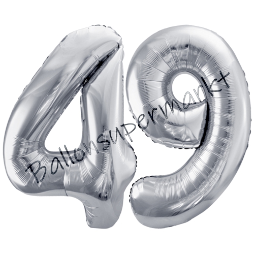 Folienballons-86cm-Zahlen-49-Silber-Luftballon-Geschenk-Geburtstag-Jubilaeum-Firmenveranstaltung