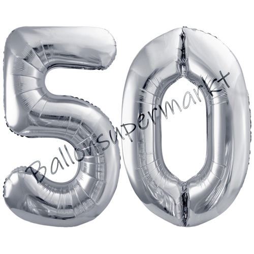 Folienballons-86cm-Zahlen-50-Silber-Luftballon-Geschenk-Geburtstag-Jubilaeum-Firmenveranstaltung
