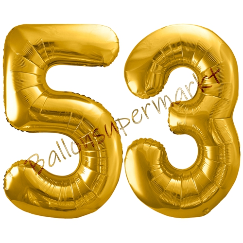 Folienballons-86cm-Zahlen-53-Gold-Luftballon-Geschenk-Geburtstag-Jubilaeum-Firmenveranstaltung