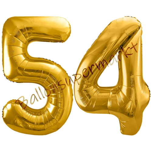 Folienballons-86cm-Zahlen-54-Gold-Luftballon-Geschenk-Geburtstag-Jubilaeum-Firmenveranstaltung