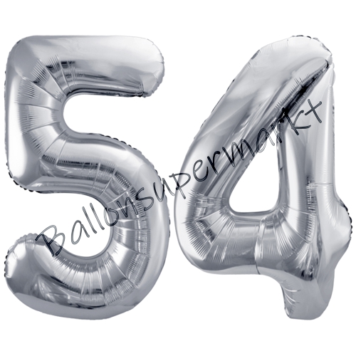 Folienballons-86cm-Zahlen-54-Silber-Luftballon-Geschenk-Geburtstag-Jubilaeum-Firmenveranstaltung