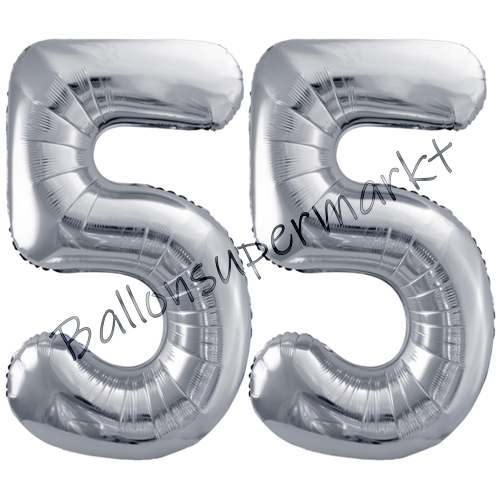 Folienballons-86cm-Zahlen-55-Silber-Luftballon-Geschenk-Geburtstag-Jubilaeum-Firmenveranstaltung