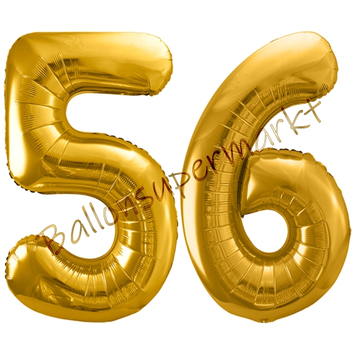 Folienballons-86cm-Zahlen-56-Gold-Luftballon-Geschenk-Geburtstag-Jubilaeum-Firmenveranstaltung