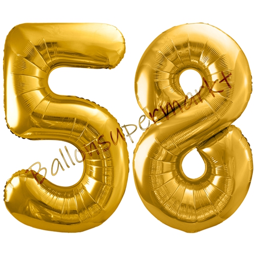 Folienballons-86cm-Zahlen-58-Gold-Luftballon-Geschenk-Geburtstag-Jubilaeum-Firmenveranstaltung