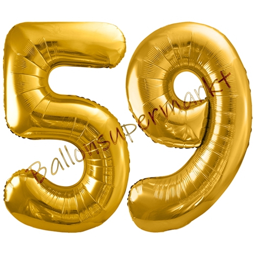 Folienballons-86cm-Zahlen-59-Gold-Luftballon-Geschenk-Geburtstag-Jubilaeum-Firmenveranstaltung