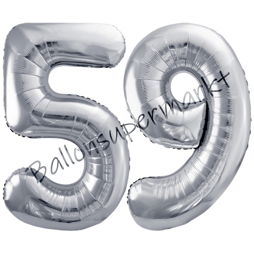 Folienballons-86cm-Zahlen-59-Silber-Luftballon-Geschenk-Geburtstag-Jubilaeum-Firmenveranstaltung