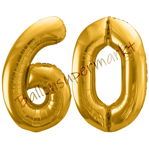 Folienballons-86cm-Zahlen-60-Gold-Luftballon-Geschenk-Geburtstag-Jubilaeum-Firmenveranstaltung