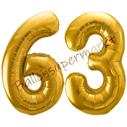 Folienballons-86cm-Zahlen-63-Gold-Luftballon-Geschenk-Geburtstag-Jubilaeum-Firmenveranstaltung