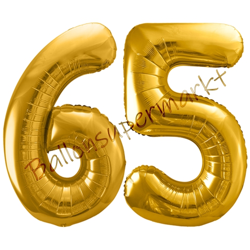 Folienballons-86cm-Zahlen-65-Gold-Luftballon-Geschenk-Geburtstag-Jubilaeum-Firmenveranstaltung