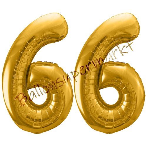 Folienballons-86cm-Zahlen-66-Gold-Luftballon-Geschenk-Geburtstag-Jubilaeum-Firmenveranstaltung