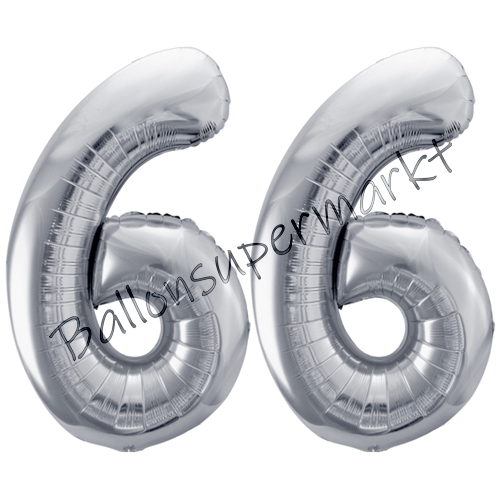 Folienballons-86cm-Zahlen-66-Silber-Luftballon-Geschenk-Geburtstag-Jubilaeum-Firmenveranstaltung
