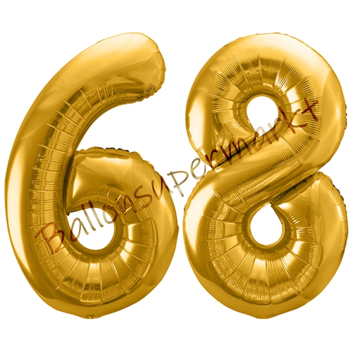 Folienballons-86cm-Zahlen-68-Gold-Luftballon-Geschenk-Geburtstag-Jubilaeum-Firmenveranstaltung