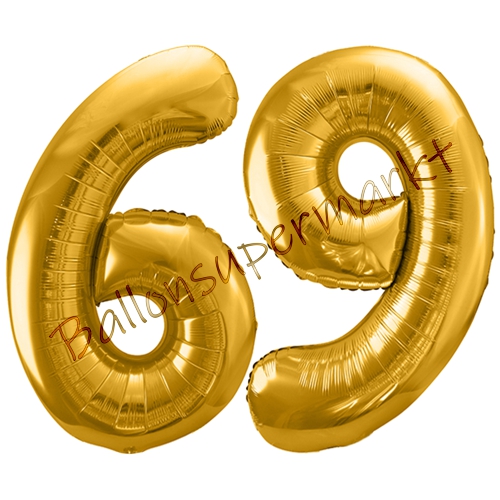 Folienballons-86cm-Zahlen-69-Gold-Luftballon-Geschenk-Geburtstag-Jubilaeum-Firmenveranstaltung