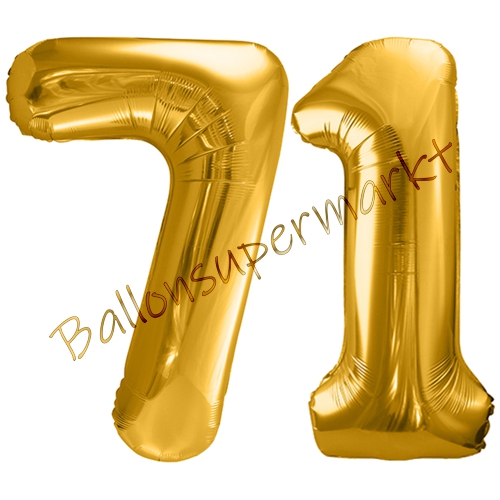 Folienballons-86cm-Zahlen-71-Gold-Luftballon-Geschenk-Geburtstag-Jubilaeum-Firmenveranstaltung