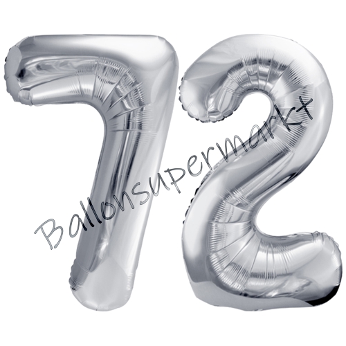 Folienballons-86cm-Zahlen-72-Silber-Luftballon-Geschenk-Geburtstag-Jubilaeum-Firmenveranstaltung
