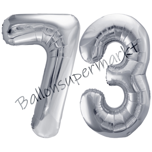 Folienballons-86cm-Zahlen-73-Silber-Luftballon-Geschenk-Geburtstag-Jubilaeum-Firmenveranstaltung