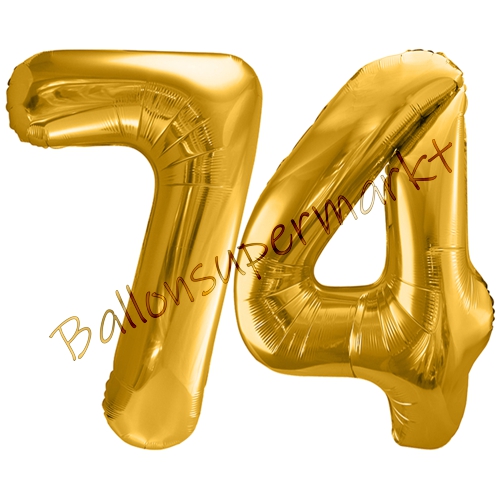 Folienballons-86cm-Zahlen-74-Gold-Luftballon-Geschenk-Geburtstag-Jubilaeum-Firmenveranstaltung