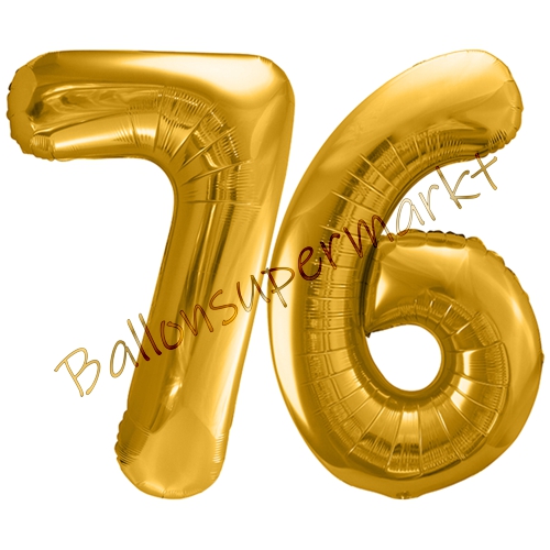 Folienballons-86cm-Zahlen-76-Gold-Luftballon-Geschenk-Geburtstag-Jubilaeum-Firmenveranstaltung
