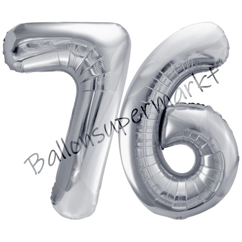 Folienballons-86cm-Zahlen-76-Silber-Luftballon-Geschenk-Geburtstag-Jubilaeum-Firmenveranstaltung