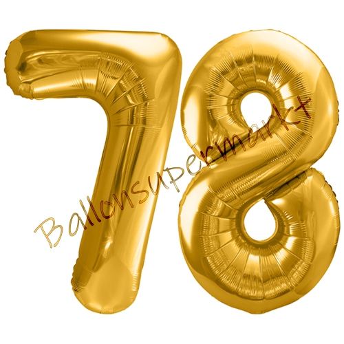 Folienballons-86cm-Zahlen-78-Gold-Luftballon-Geschenk-Geburtstag-Jubilaeum-Firmenveranstaltung
