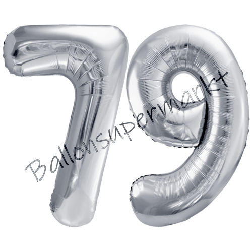 Folienballons-86cm-Zahlen-79-Silber-Luftballon-Geschenk-Geburtstag-Jubilaeum-Firmenveranstaltung