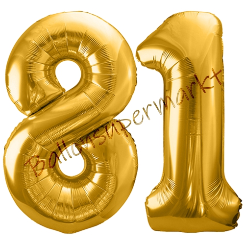 Folienballons-86cm-Zahlen-81-Gold-Luftballon-Geschenk-Geburtstag-Jubilaeum-Firmenveranstaltung
