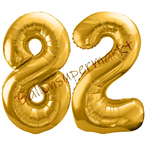 Folienballons-86cm-Zahlen-82-Gold-Luftballon-Geschenk-Geburtstag-Jubilaeum-Firmenveranstaltung
