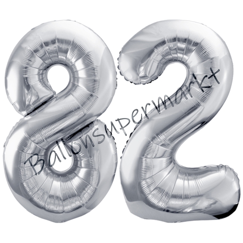 Folienballons-86cm-Zahlen-82-Silber-Luftballon-Geschenk-Geburtstag-Jubilaeum-Firmenveranstaltung