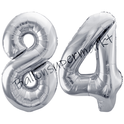 Folienballons-86cm-Zahlen-84-Silber-Luftballon-Geschenk-Geburtstag-Jubilaeum-Firmenveranstaltung