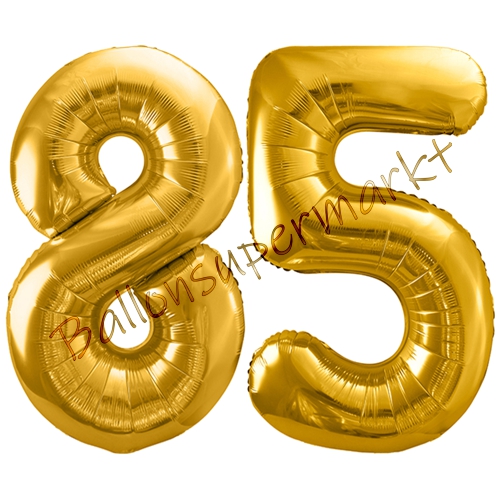 Folienballons-86cm-Zahlen-85-Gold-Luftballon-Geschenk-Geburtstag-Jubilaeum-Firmenveranstaltung