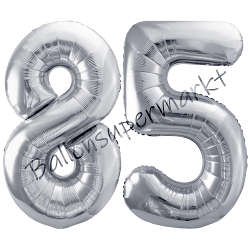 Folienballons-86cm-Zahlen-85-Silber-Luftballon-Geschenk-Geburtstag-Jubilaeum-Firmenveranstaltung