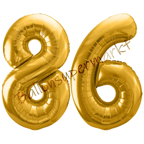Folienballon 50.Geburtstag Zahl 86cm Gold Silber Helium Luftballos Geschenk Deko 