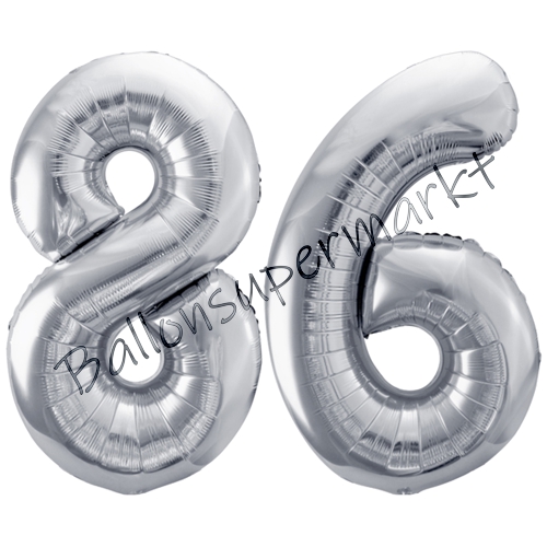 Folienballons-86cm-Zahlen-86-Silber-Luftballon-Geschenk-Geburtstag-Jubilaeum-Firmenveranstaltung