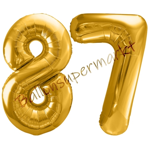 Folienballons-86cm-Zahlen-87-Gold-Luftballon-Geschenk-Geburtstag-Jubilaeum-Firmenveranstaltung