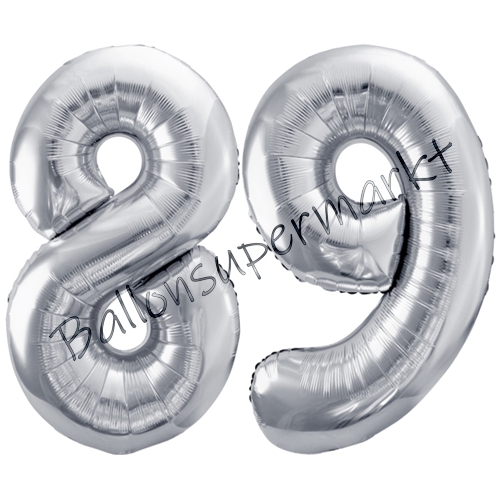 Folienballons-86cm-Zahlen-89-Silber-Luftballon-Geschenk-Geburtstag-Jubilaeum-Firmenveranstaltung