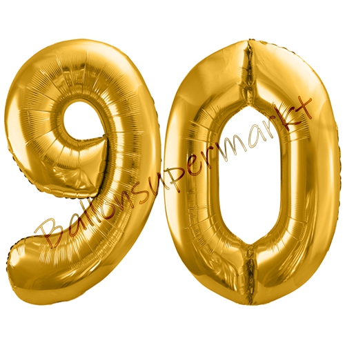 Folienballons-86cm-Zahlen-90-Gold-Luftballon-Geschenk-Geburtstag-Jubilaeum-Firmenveranstaltung