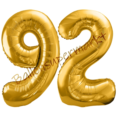 Folienballons-86cm-Zahlen-92-Gold-Luftballon-Geschenk-Geburtstag-Jubilaeum-Firmenveranstaltung