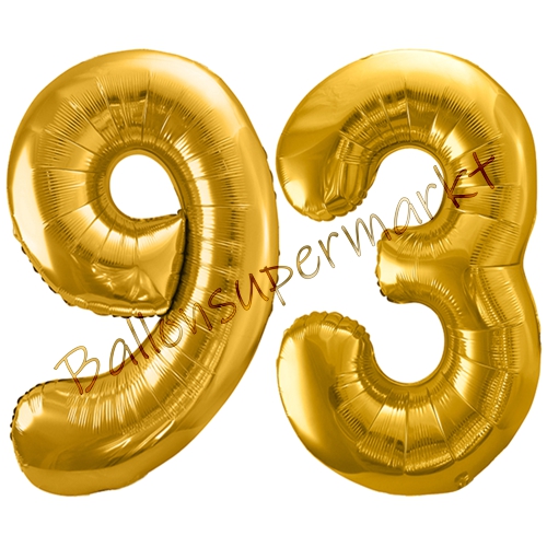 Folienballons-86cm-Zahlen-93-Gold-Luftballon-Geschenk-Geburtstag-Jubilaeum-Firmenveranstaltung