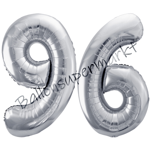 Folienballons-86cm-Zahlen-96-Silber-Luftballon-Geschenk-Geburtstag-Jubilaeum-Firmenveranstaltung