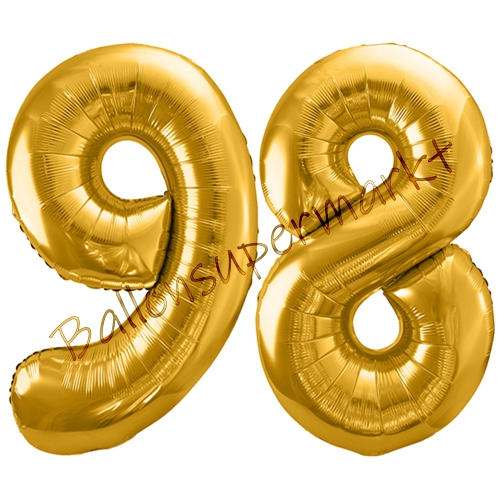 Folienballons-86cm-Zahlen-98-Gold-Luftballon-Geschenk-Geburtstag-Jubilaeum-Firmenveranstaltung