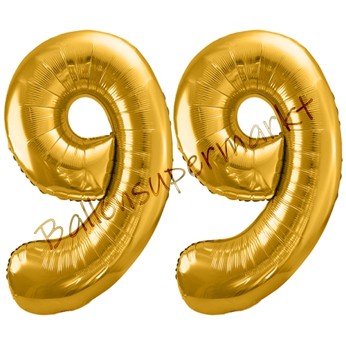 Folienballons-86cm-Zahlen-99-Gold-Luftballon-Geschenk-Geburtstag-Jubilaeum-Firmenveranstaltung