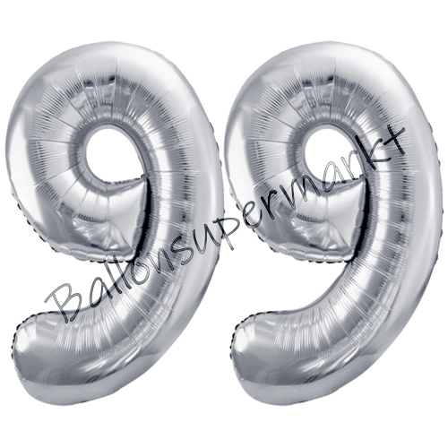 Folienballons-86cm-Zahlen-99-Silber-Luftballon-Geschenk-Geburtstag-Jubilaeum-Firmenveranstaltung