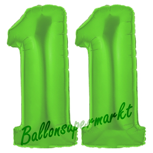 Folienballons-Zahlen-11-Gruen-Luftballons-Geschenk-11.-Geburtstag-Jubilaeum-Firmenveranstaltung