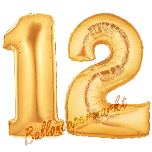 Folienballons-Zahlen-12-Gold-Luftballons-Geschenk-12.-Geburtstag-Jubilaeum-Firmenveranstaltung