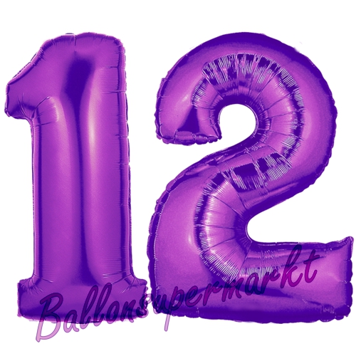 Folienballons-Zahlen-12-Lila-Luftballons-Geschenk-12.-Geburtstag-Jubilaeum-Firmenveranstaltung