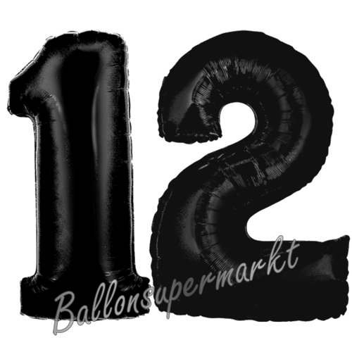 Folienballons-Zahlen-12-Schwarz-Luftballons-Geschenk-12.-Geburtstag-Jubilaeum-Firmenveranstaltung