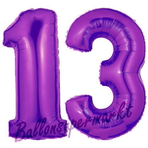 Folienballons-Zahlen-13-Lila-Luftballons-Geschenk-13.-Geburtstag-Jubilaeum-Firmenveranstaltung