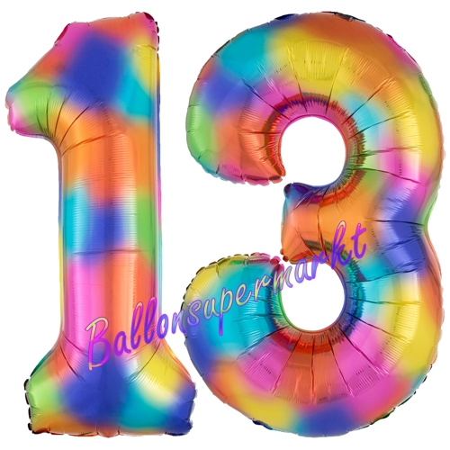Folienballons-Zahlen-13-Regenbogen-Luftballons-Geschenk-13.-Geburtstag-Jubilaeum-Firmenveranstaltung