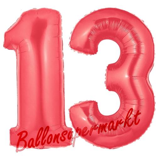 Folienballons-Zahlen-13-Rot-Luftballons-Geschenk-13.-Geburtstag-Jubilaeum-Firmenveranstaltung